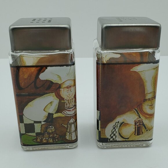 Grant Howard Coffee Chef Salt & Pepper Shakers Square Coffee Barista Shakers - Picture 1 of 7